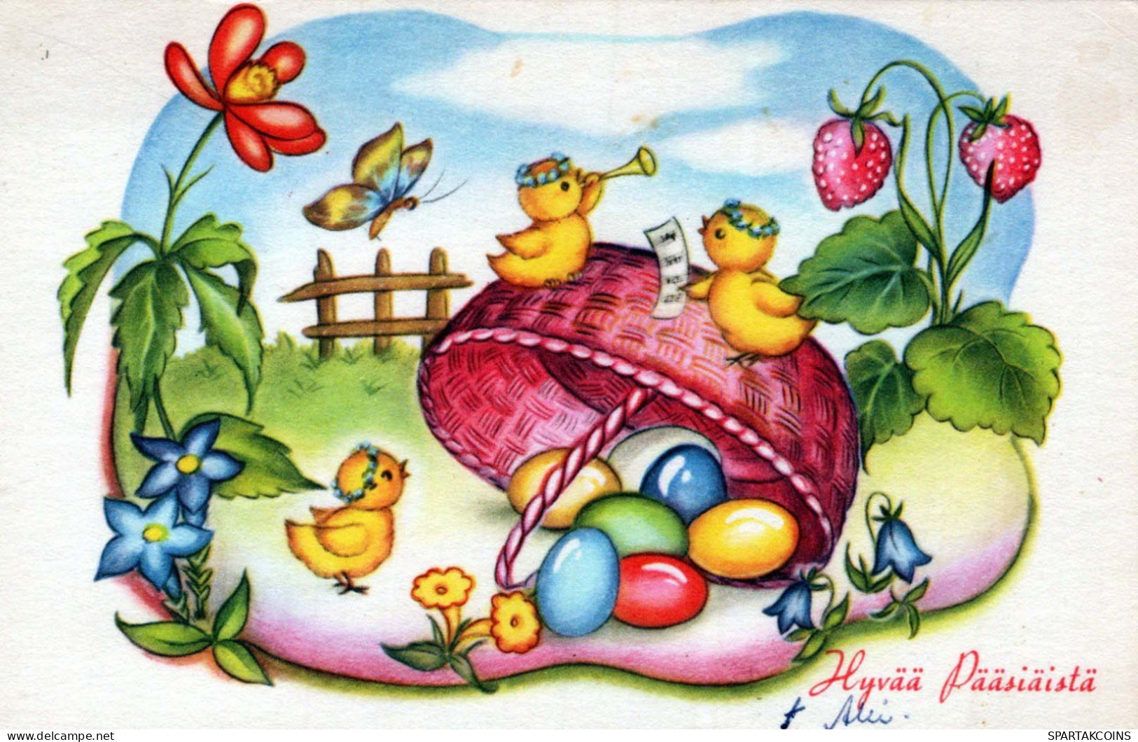 PASCUA POLLO HUEVO Vintage Tarjeta Postal CPA #PKE407.A - Easter