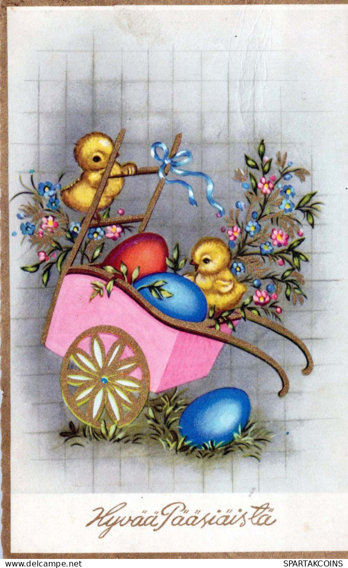 OSTERN HUHN EI Vintage Ansichtskarte Postkarte CPA #PKE115.A - Easter