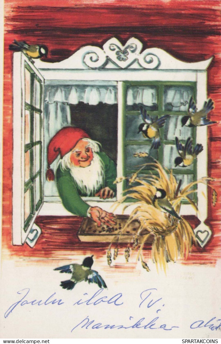 WEIHNACHTSMANN SANTA CLAUS Neujahr Weihnachten GNOME Vintage Ansichtskarte Postkarte CPSMPF #PKD884.A - Kerstman