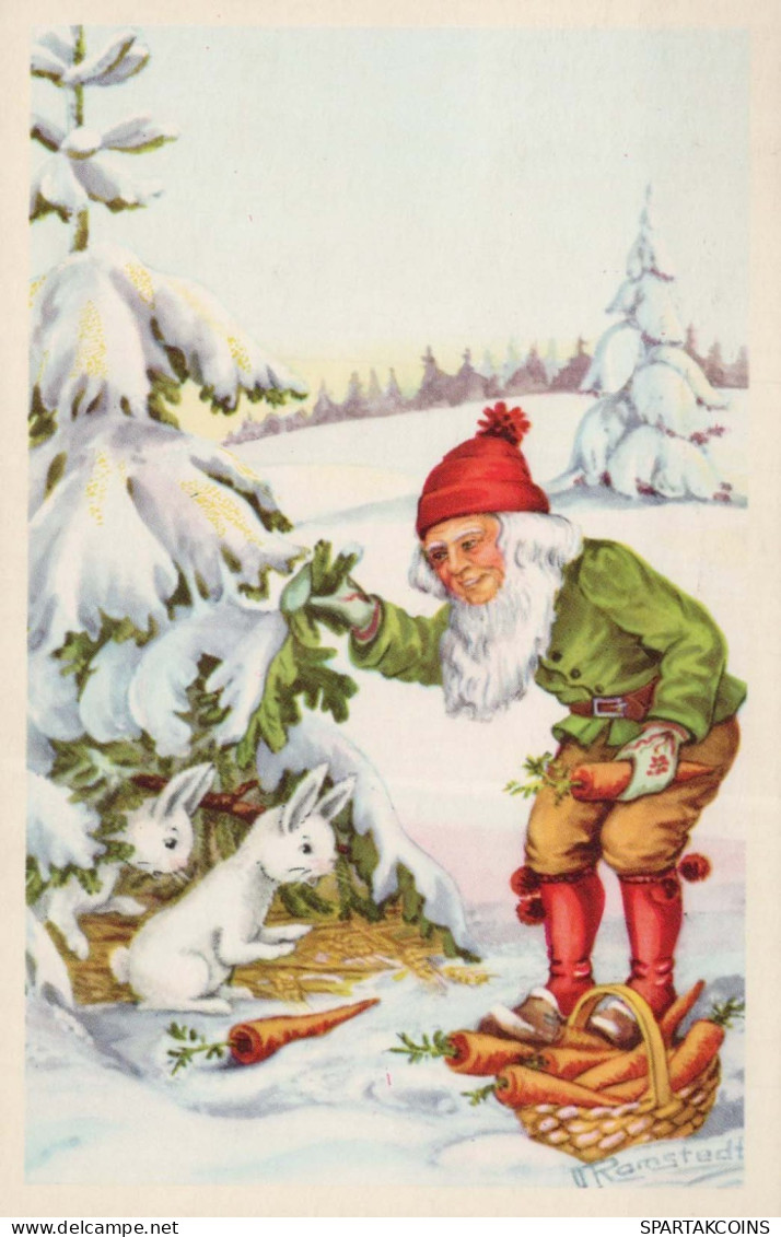 WEIHNACHTSMANN SANTA CLAUS Neujahr Weihnachten GNOME Vintage Ansichtskarte Postkarte CPSMPF #PKD944.A - Kerstman