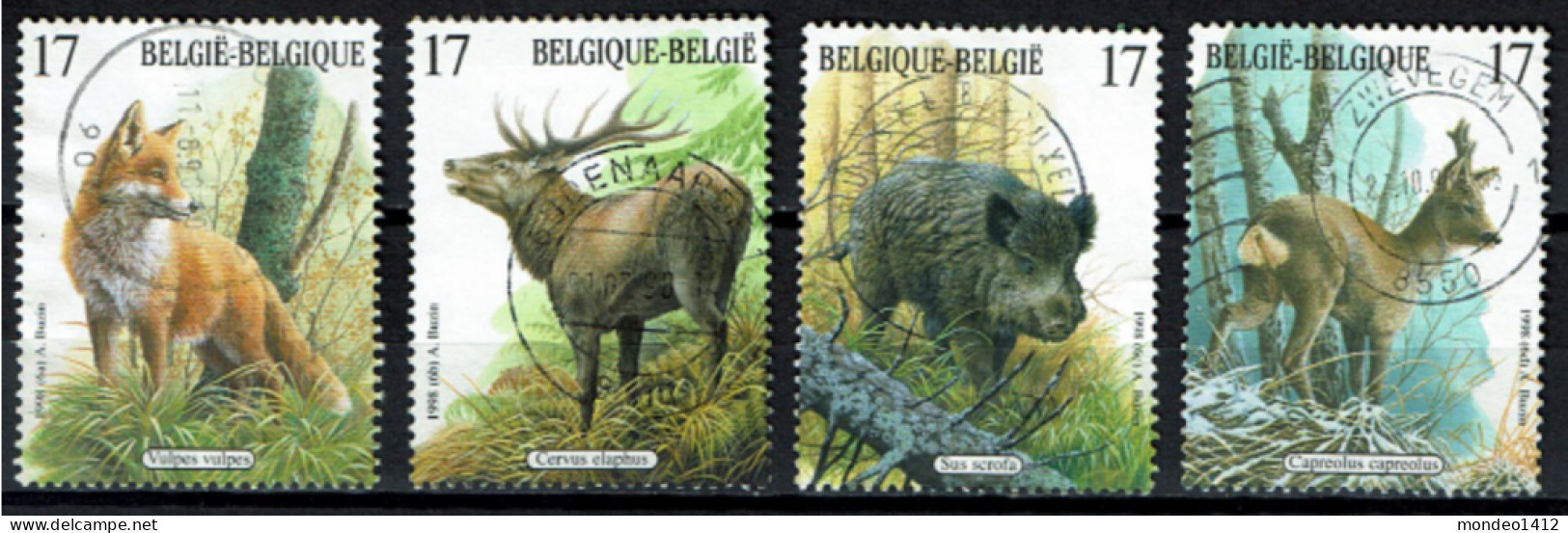 België 1998 OBP 2748/2751 - Y&T 2748/51 - Mammifères Des Ardennes, Renard, Le Sanglier, Le Chevreuil, Le Cerf élaphe - Usados
