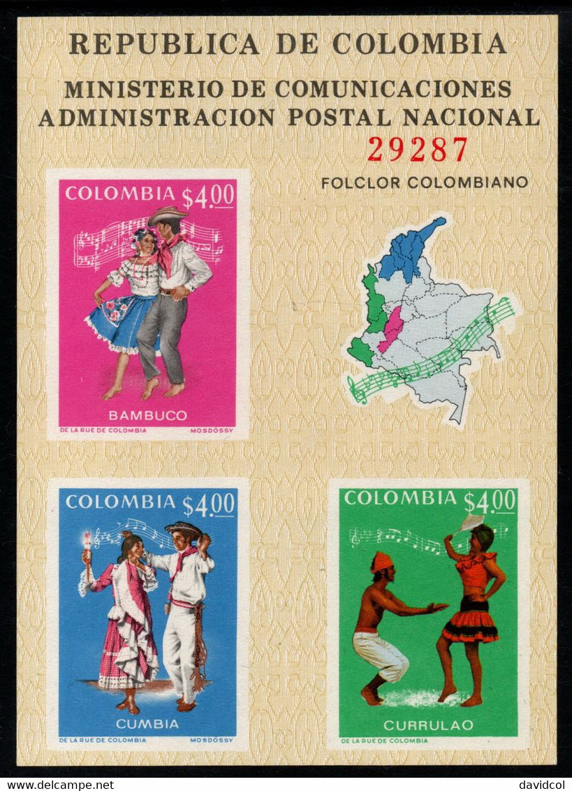 03 - KOLUMBIEN - 1971 - S/S - MI#: BLOCK 34 - MNH - TRADITIONAL DANCES FROM COLOMBIA. CAT VAL : 5.50  EUR. - Colombie