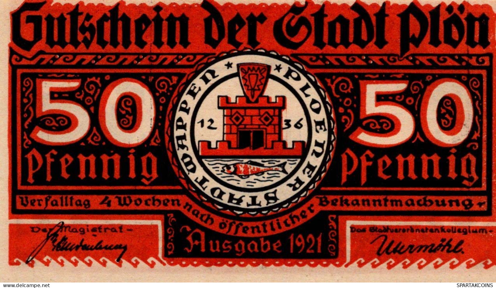 50 PFENNIG 1921 Stadt PLÖN Schleswig-Holstein UNC DEUTSCHLAND Notgeld #PB612 - [11] Emissions Locales