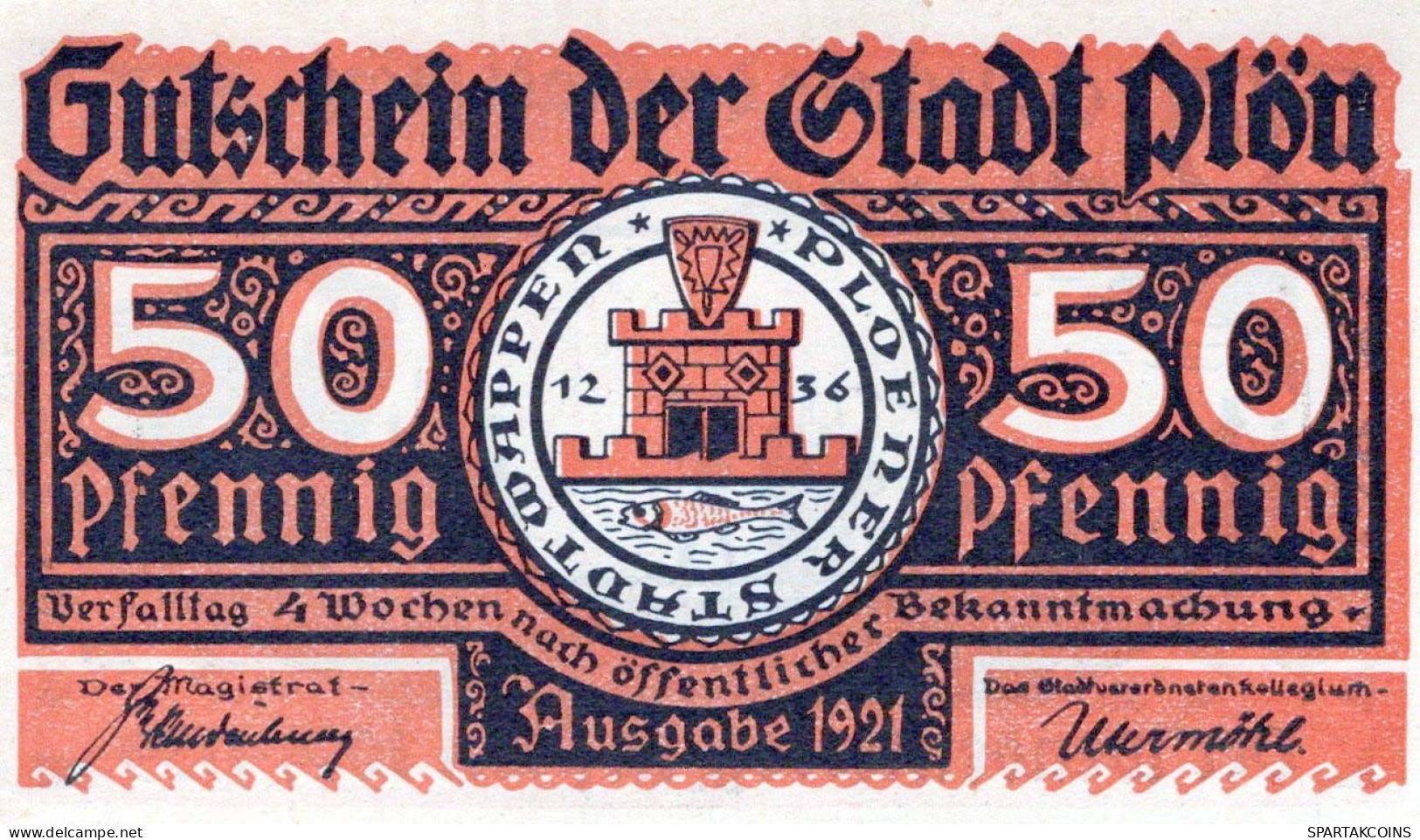 50 PFENNIG 1921 Stadt PLÖN Schleswig-Holstein UNC DEUTSCHLAND Notgeld #PB613 - [11] Emissions Locales