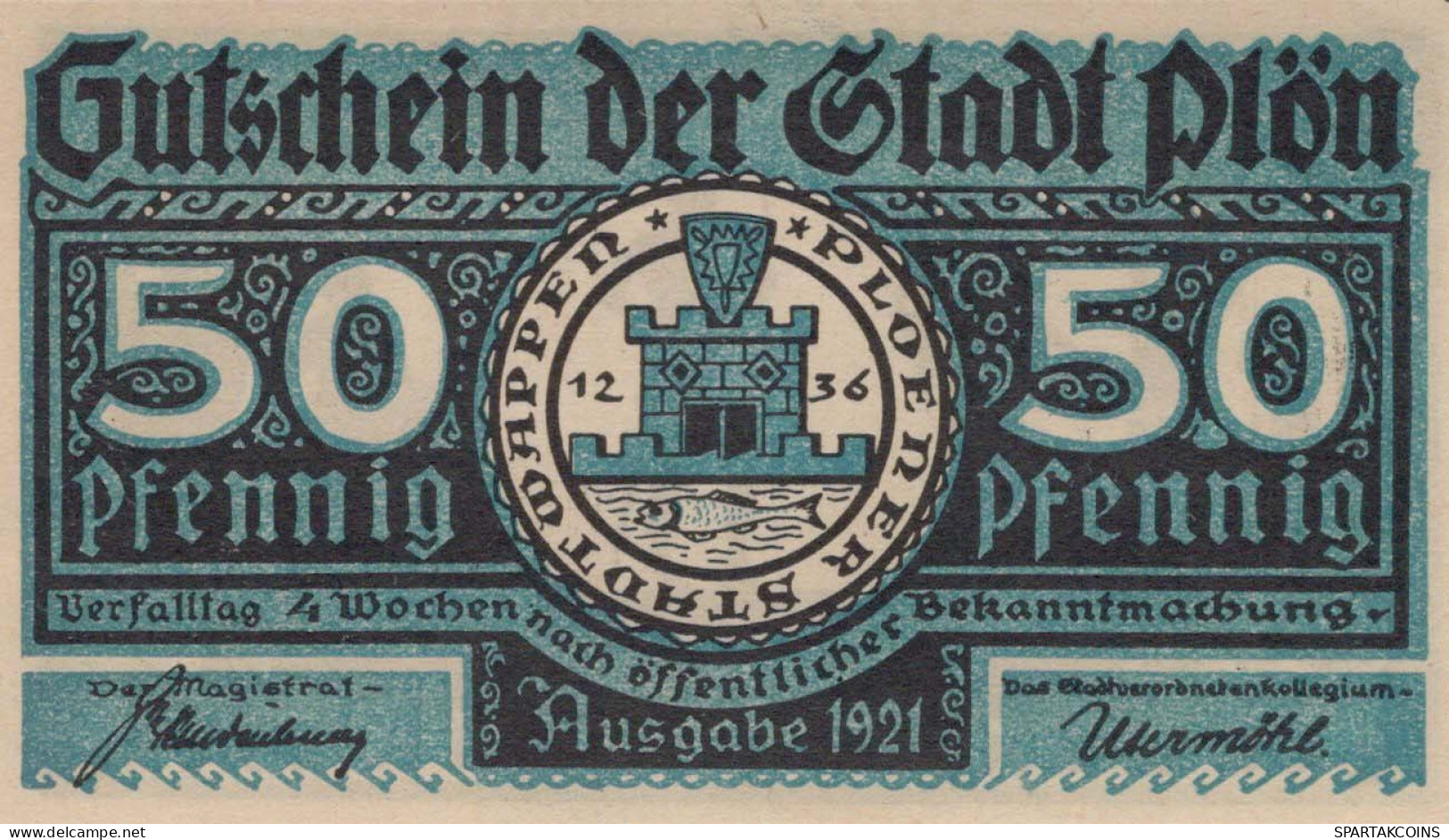 50 PFENNIG 1921 Stadt PLÖN Schleswig-Holstein UNC DEUTSCHLAND Notgeld #PB601 - [11] Emissions Locales