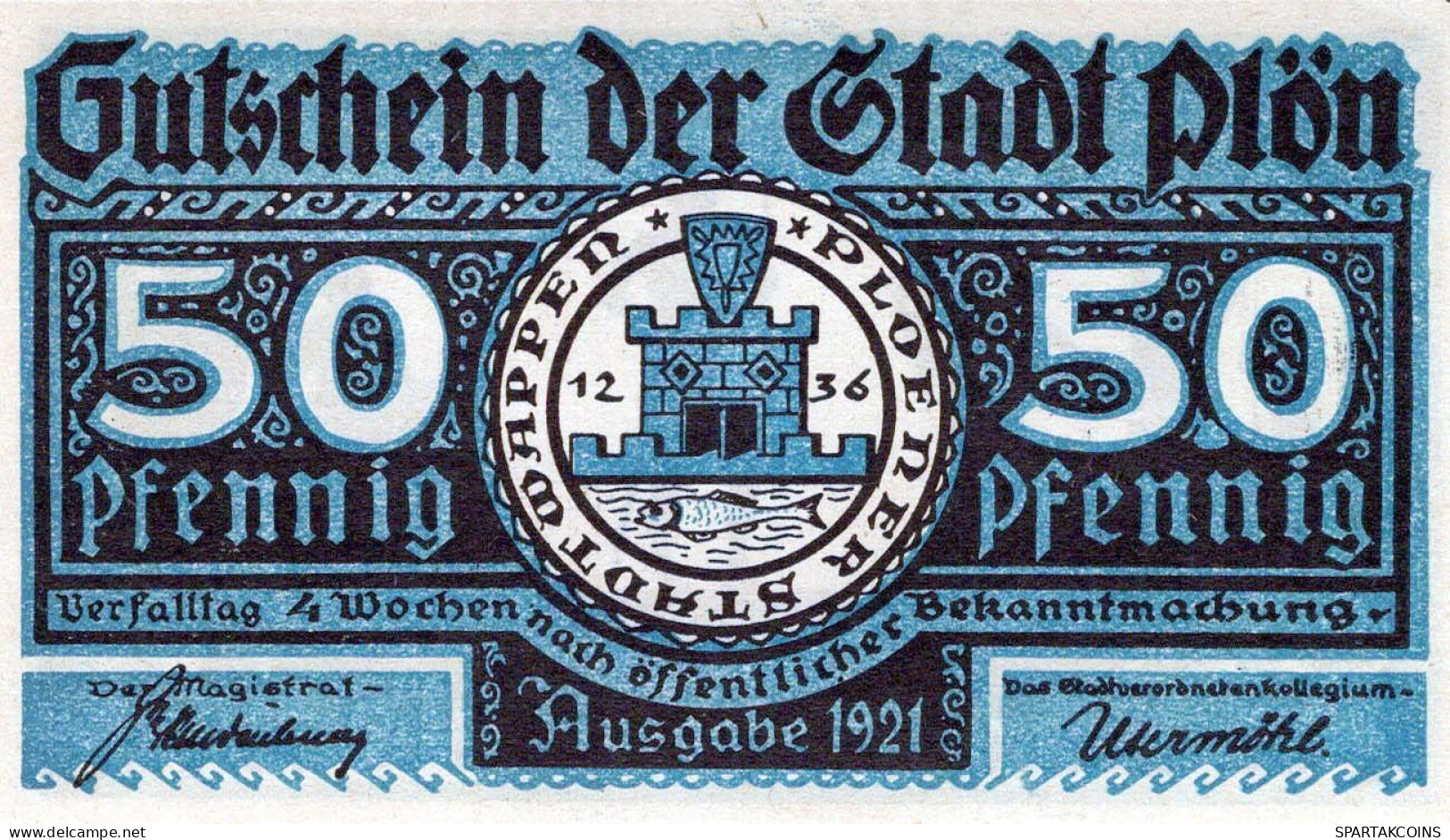 50 PFENNIG 1921 Stadt PLÖN Schleswig-Holstein UNC DEUTSCHLAND Notgeld #PB601 - [11] Emissions Locales
