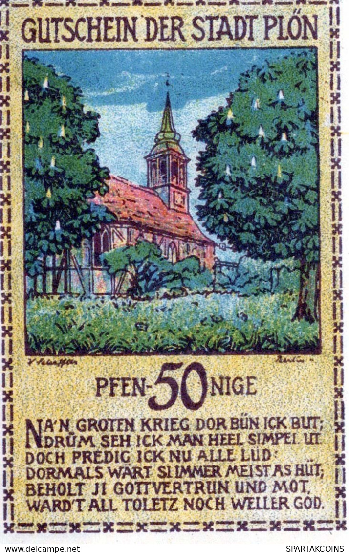 50 PFENNIG 1921 Stadt PLÖN Schleswig-Holstein UNC DEUTSCHLAND Notgeld #PB586 - [11] Emissions Locales