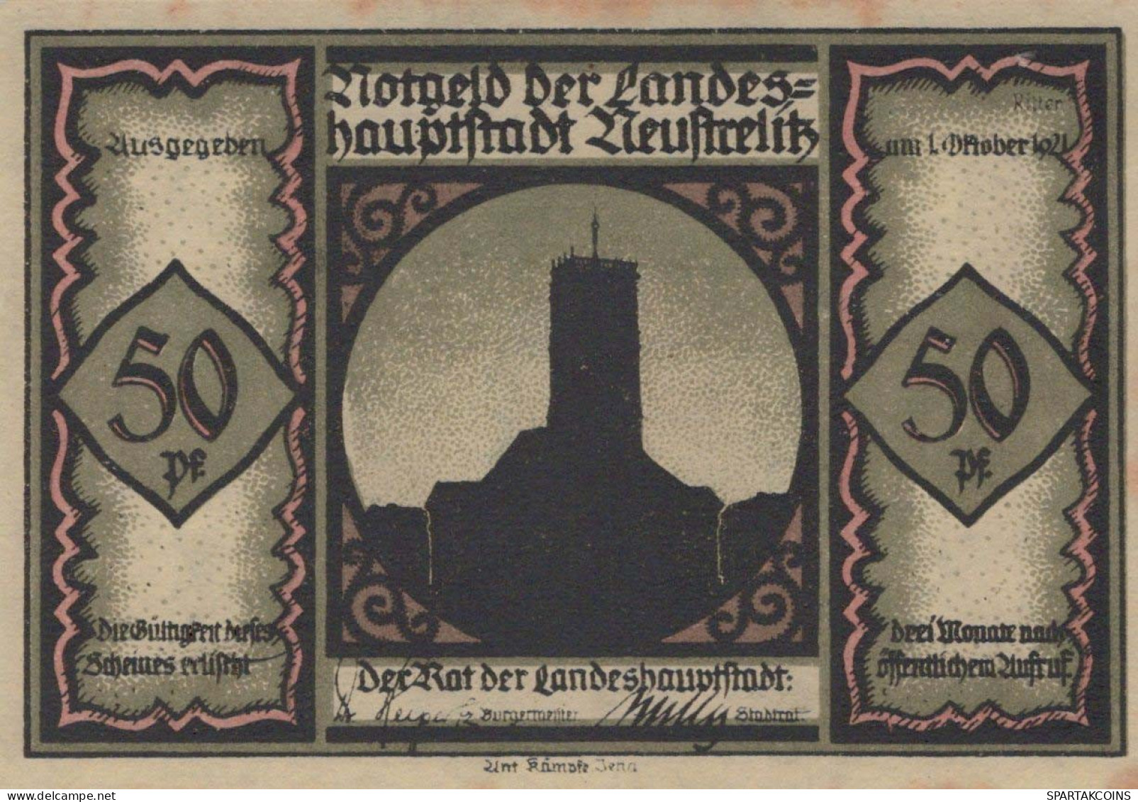 50 PFENNIG 1921 Stadt NEUSTRELITZ Mecklenburg-Strelitz DEUTSCHLAND #PG079 - [11] Local Banknote Issues