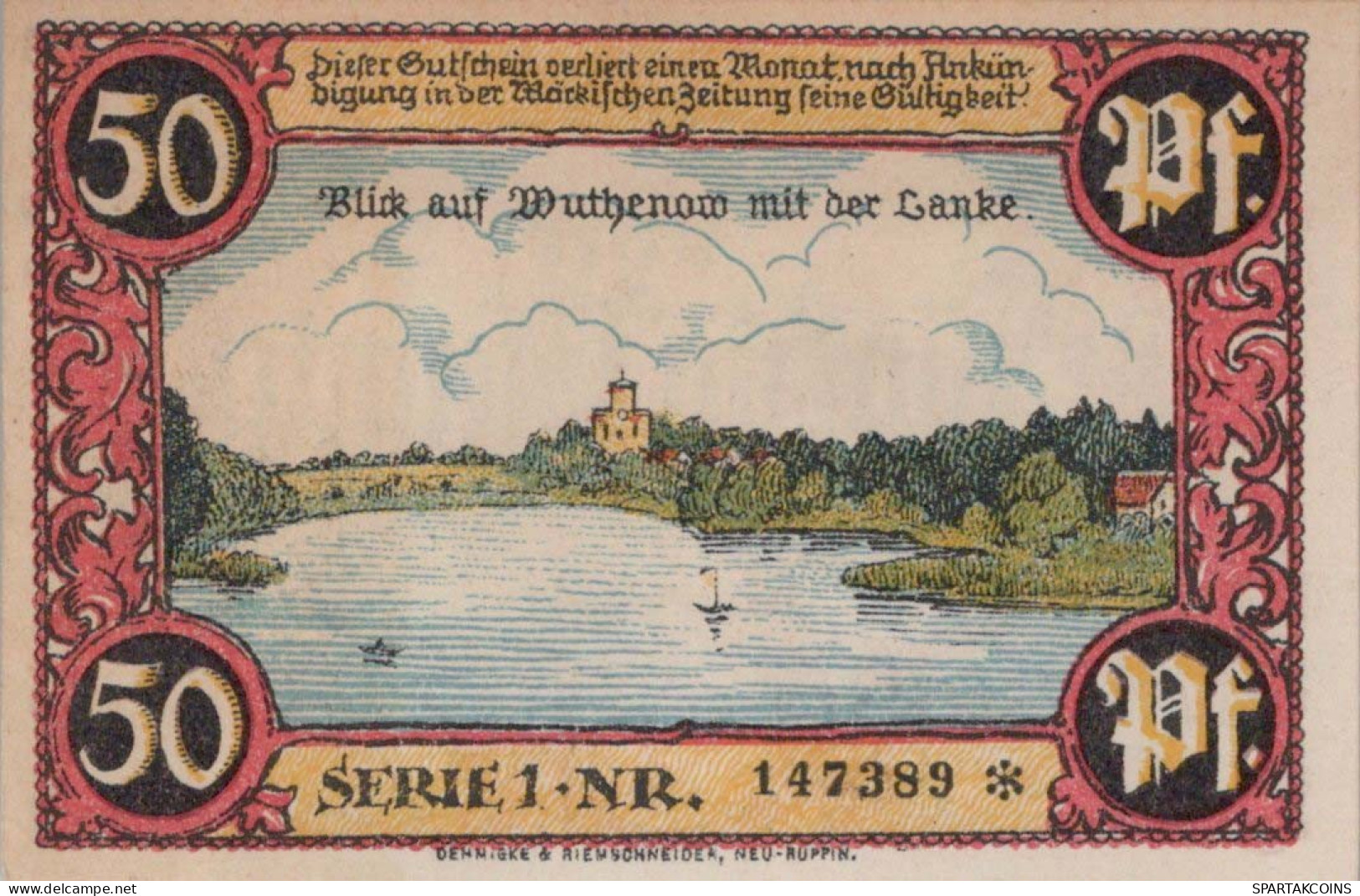 50 PFENNIG 1921 Stadt NEURUPPIN Brandenburg DEUTSCHLAND Notgeld Banknote #PF422 - [11] Local Banknote Issues