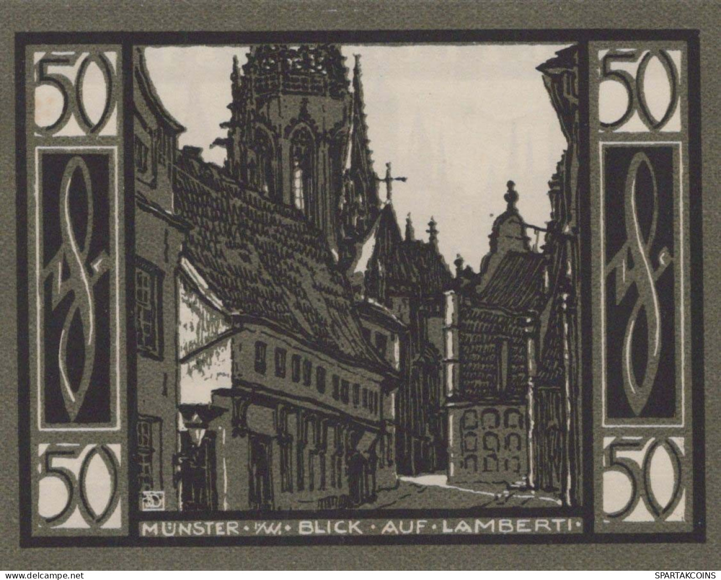 50 PFENNIG 1921 Stadt MÜNSTER IN WESTFALEN Westphalia DEUTSCHLAND Notgeld #PJ103 - [11] Local Banknote Issues