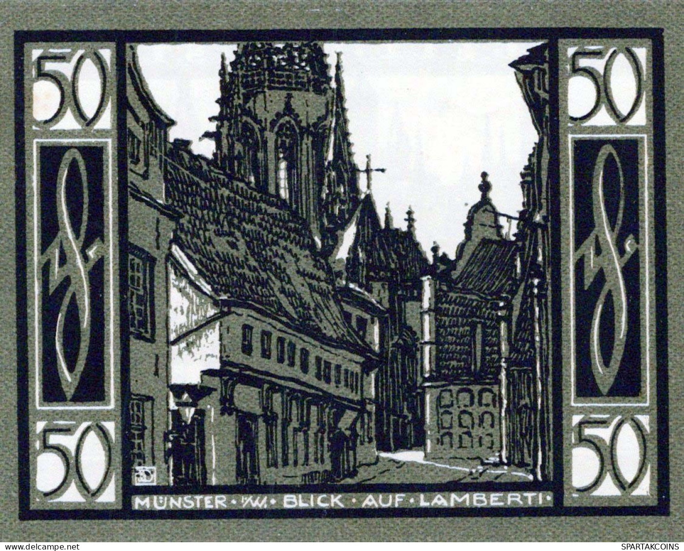 50 PFENNIG 1921 Stadt MÜNSTER IN WESTFALEN Westphalia DEUTSCHLAND Notgeld #PJ103 - [11] Local Banknote Issues
