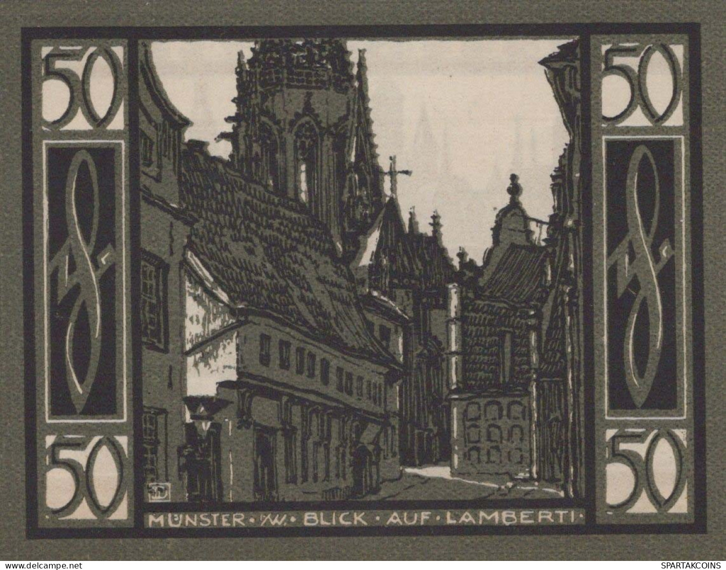 50 PFENNIG 1921 Stadt MÜNSTER IN WESTFALEN Westphalia DEUTSCHLAND Notgeld #PF891 - [11] Local Banknote Issues