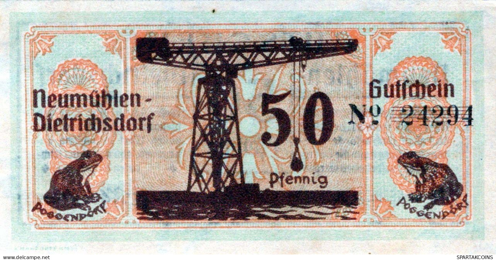 50 PFENNIG 1922 Stadt NEUMÜHLEN-DIETRICHSDORF UNC DEUTSCHLAND #PH161 - [11] Local Banknote Issues
