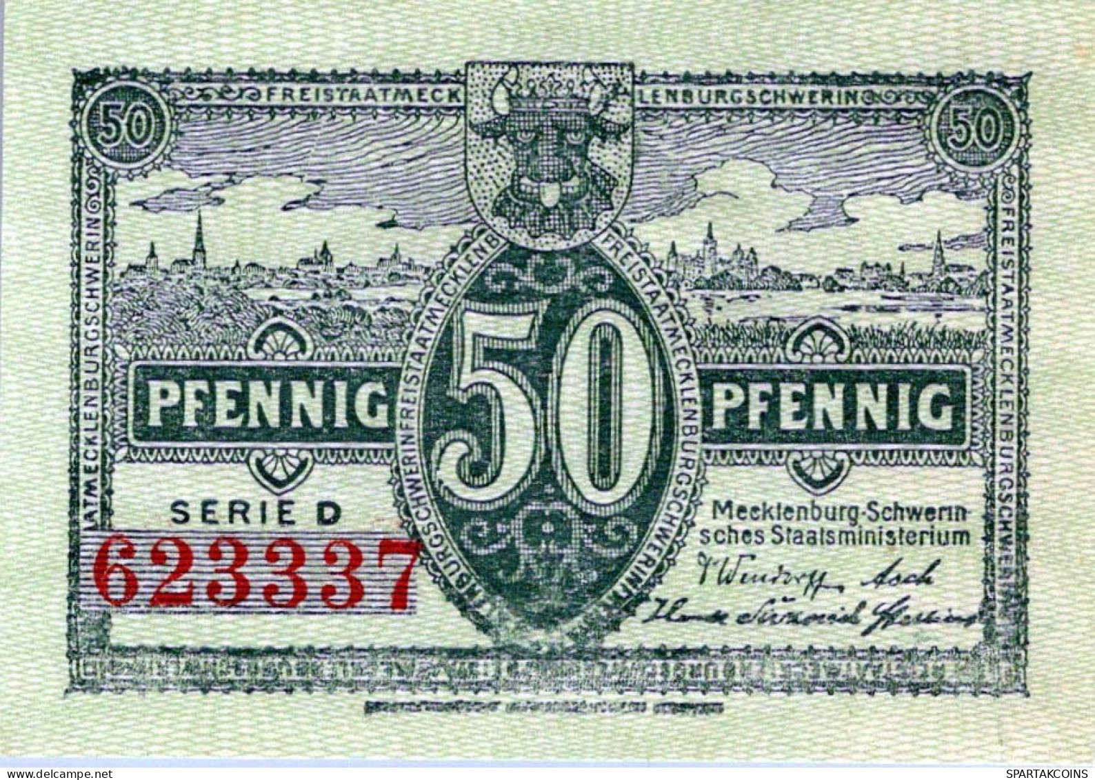 50 PFENNIG 1922 Stadt MECKLENBURG-SCHWERIN UNC DEUTSCHLAND #PH934 - Lokale Ausgaben