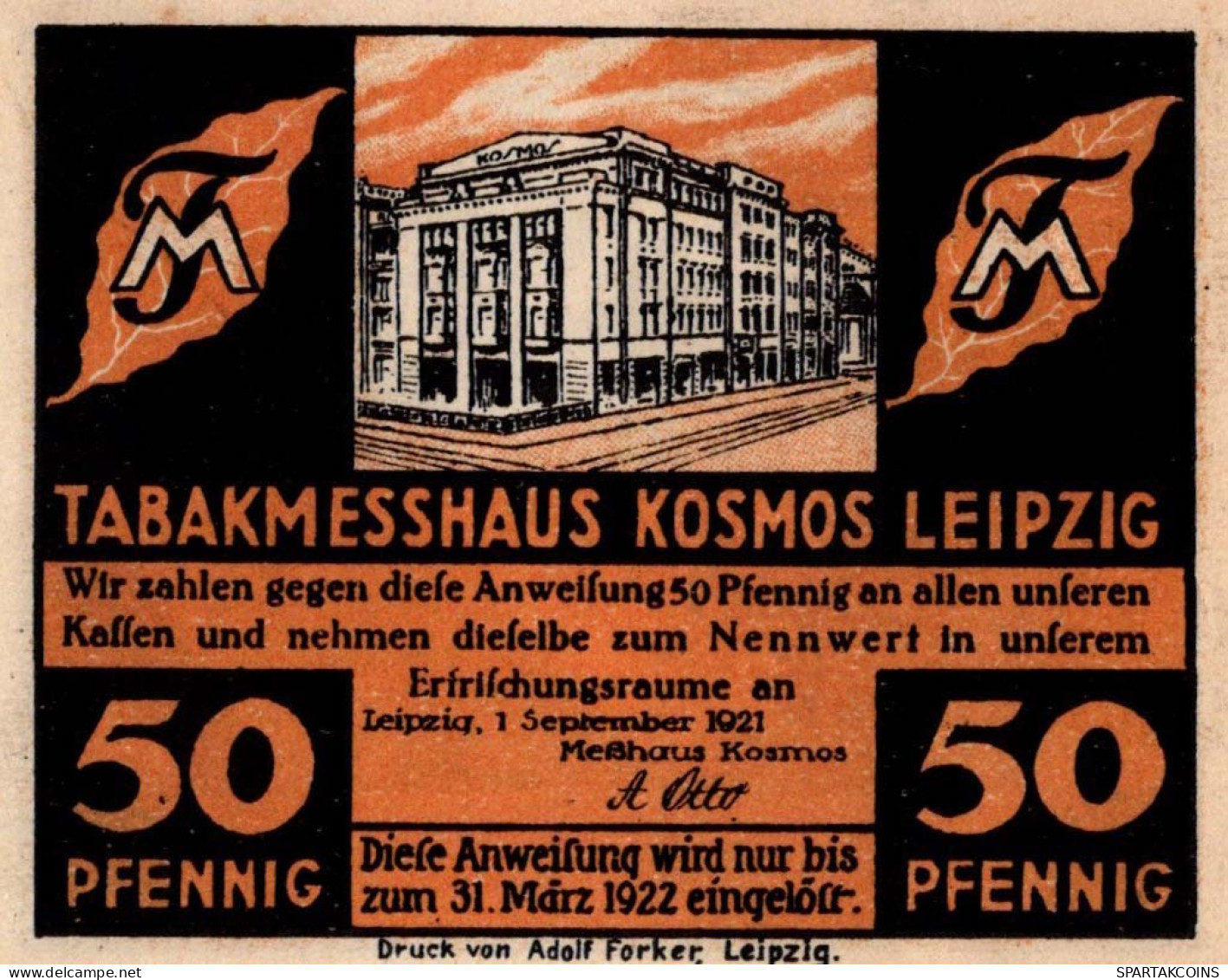 50 PFENNIG 1922 Stadt LEIPZIG Saxony UNC DEUTSCHLAND Notgeld Banknote #PB400 - [11] Local Banknote Issues