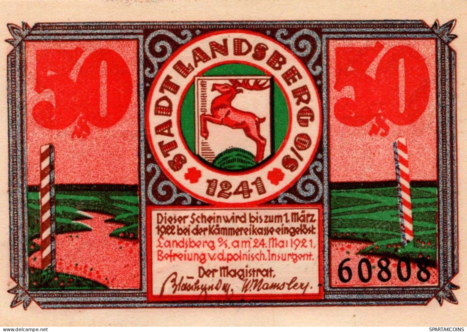 50 PFENNIG 1922 Stadt LANDSBERG OBERSCHLESIEN UNC DEUTSCHLAND #PB931 - [11] Local Banknote Issues