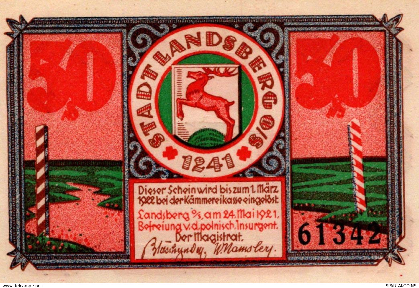 50 PFENNIG 1922 Stadt LANDSBERG OBERSCHLESIEN UNC DEUTSCHLAND #PB930 - [11] Local Banknote Issues