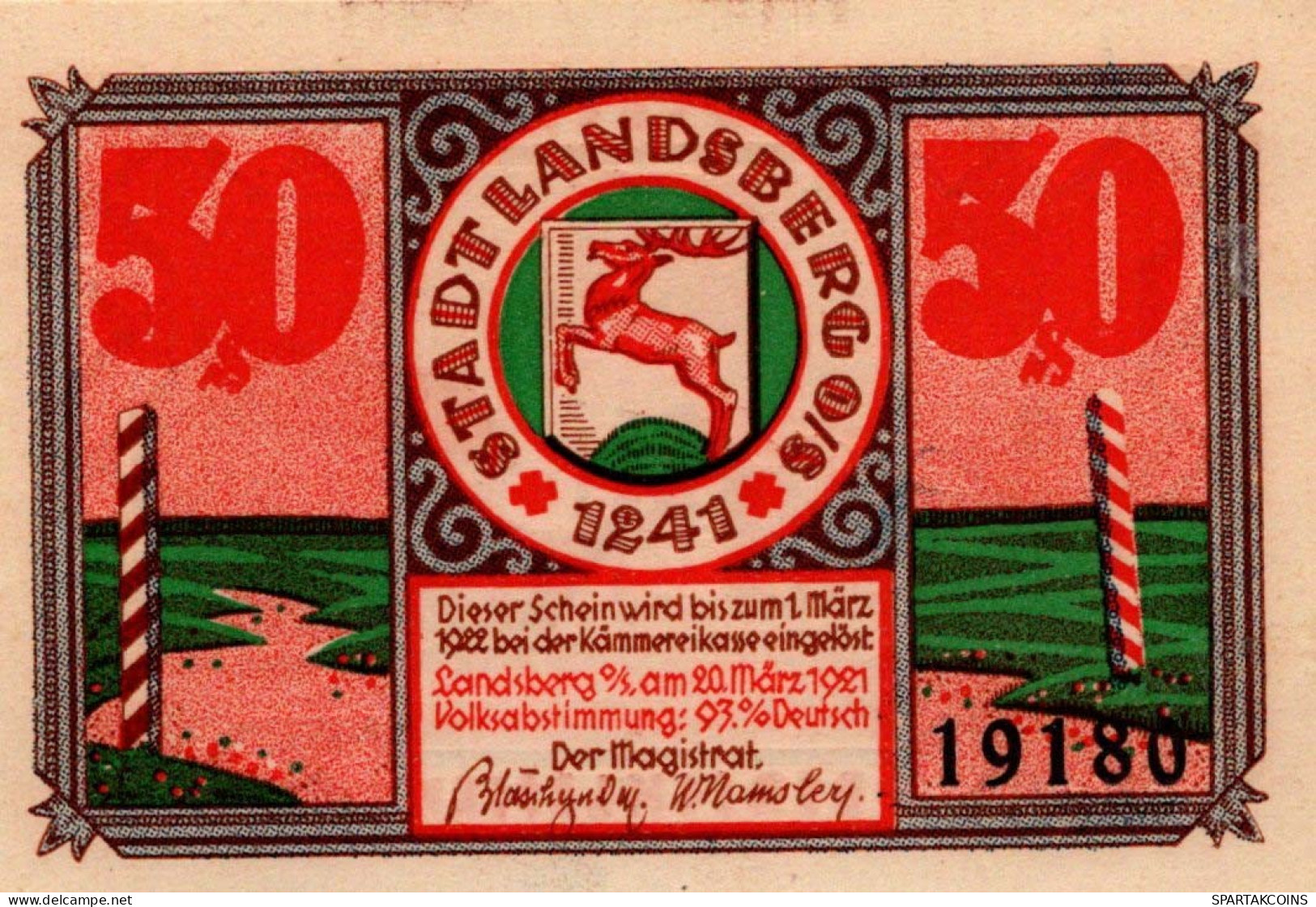 50 PFENNIG 1922 Stadt LANDSBERG OBERSCHLESIEN UNC DEUTSCHLAND #PB927 - [11] Local Banknote Issues