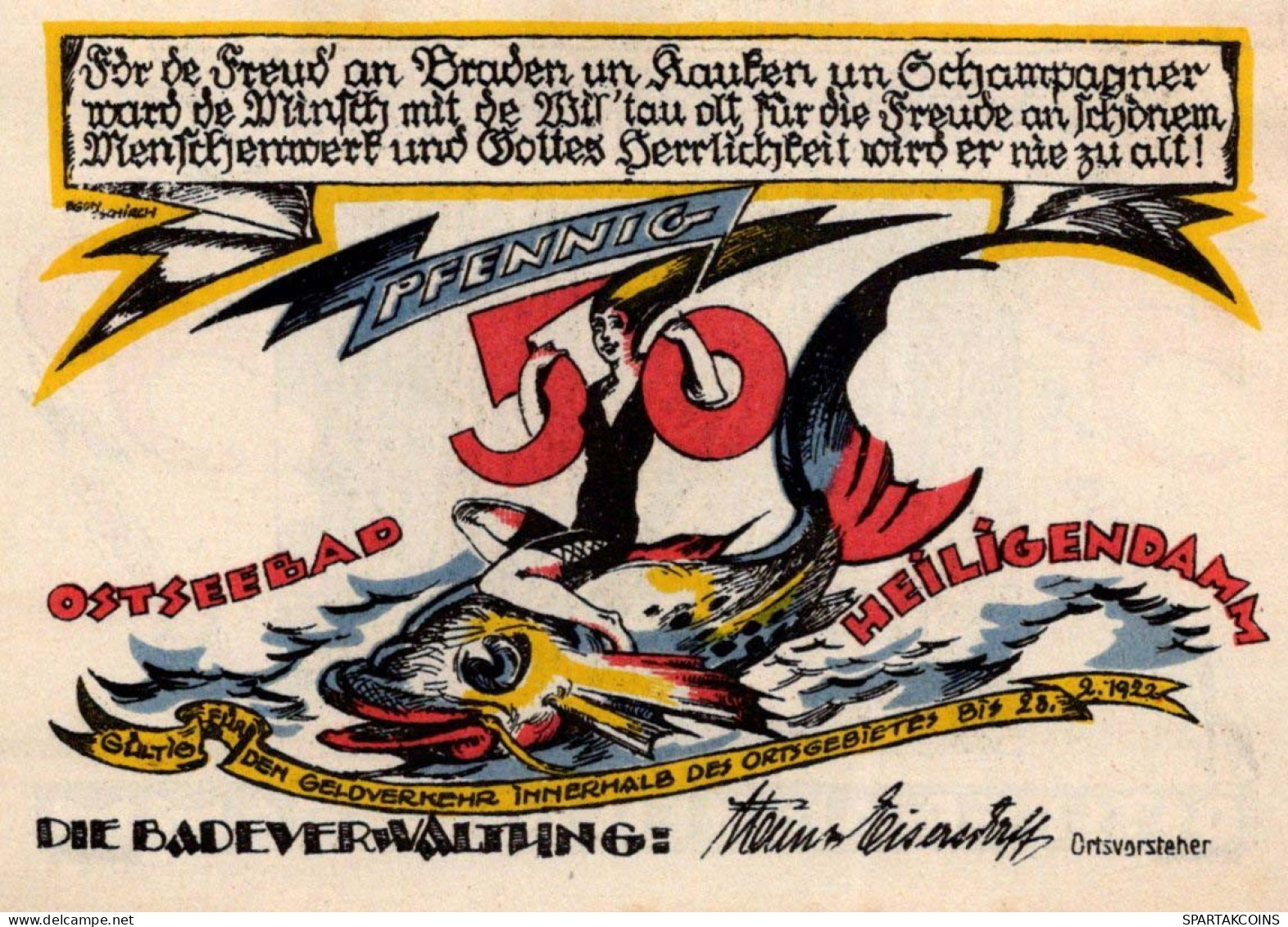 50 PFENNIG 1922 Stadt HEILIGENDAMM Mecklenburg-Schwerin UNC DEUTSCHLAND #PI846 - [11] Emissioni Locali
