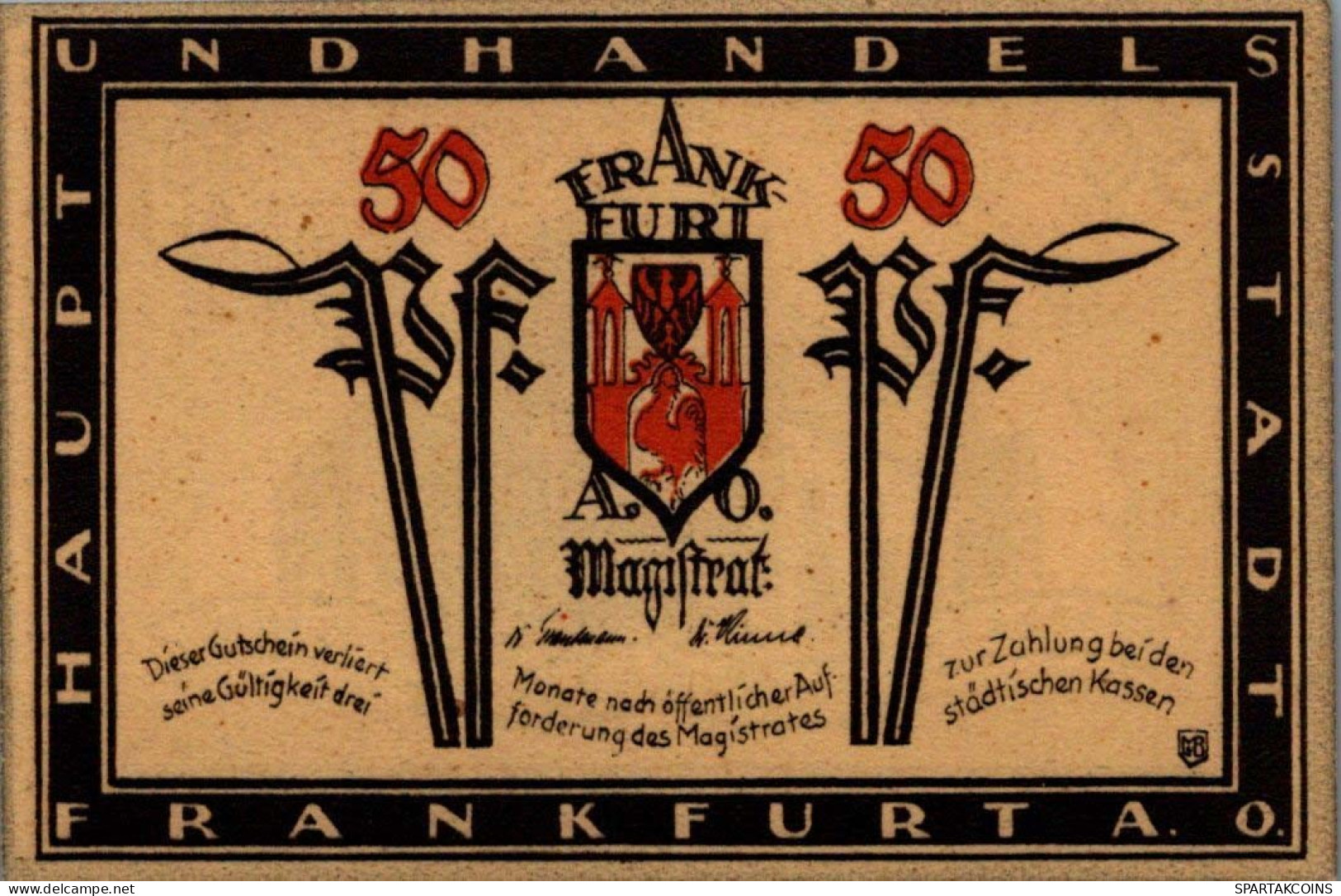 50 PFENNIG 1922 Stadt FRANKFURT AN DER ODER Brandenburg UNC DEUTSCHLAND #PA587 - Lokale Ausgaben