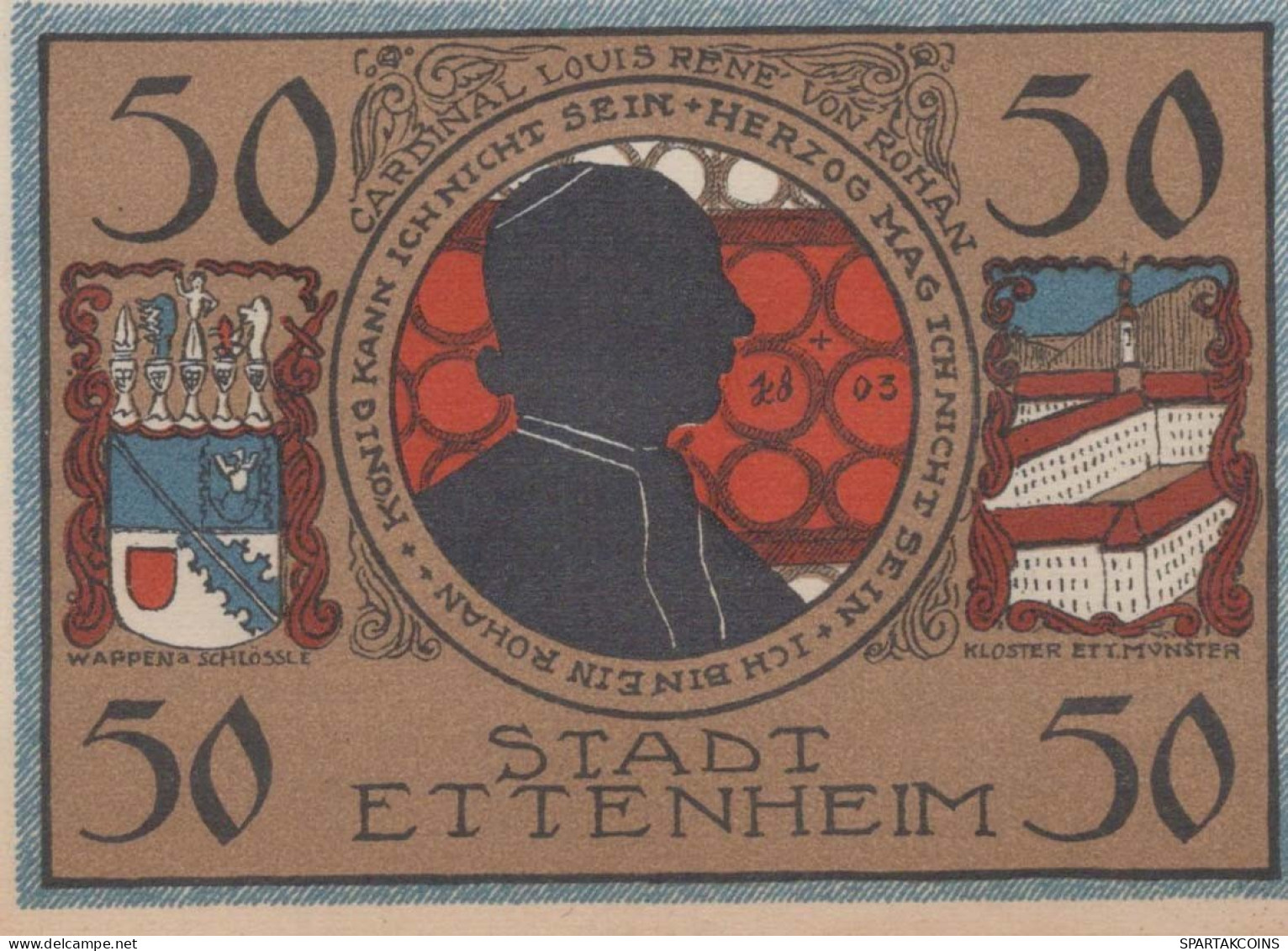 50 PFENNIG 1922 Stadt ETTENHEIM Baden UNC DEUTSCHLAND Notgeld Banknote #PI109 - [11] Local Banknote Issues