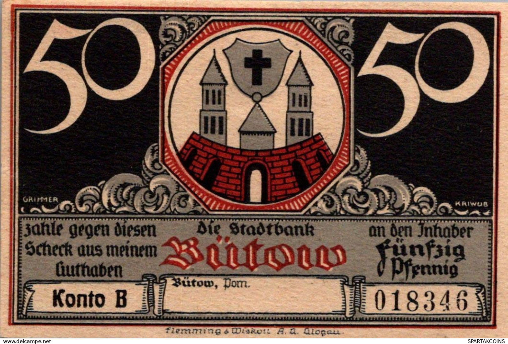 50 PFENNIG 1922 Stadt BÜTOW Pomerania UNC DEUTSCHLAND Notgeld Banknote #PC867 - [11] Local Banknote Issues