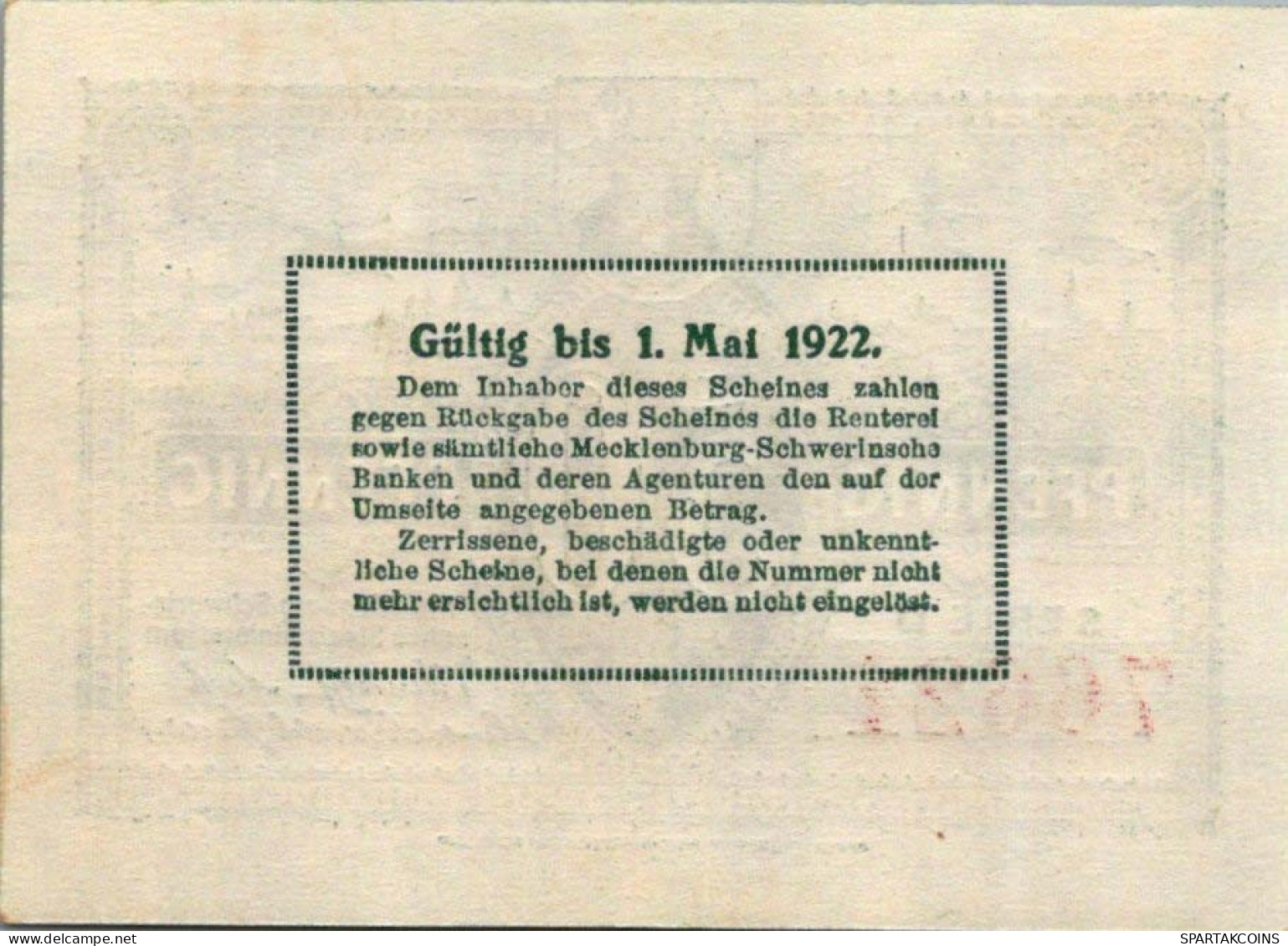 50 PFENNIG 1922 MECKLENBURG-SCHWERIN Mecklenburg-Schwerin UNC DEUTSCHLAND #PI609 - [11] Lokale Uitgaven