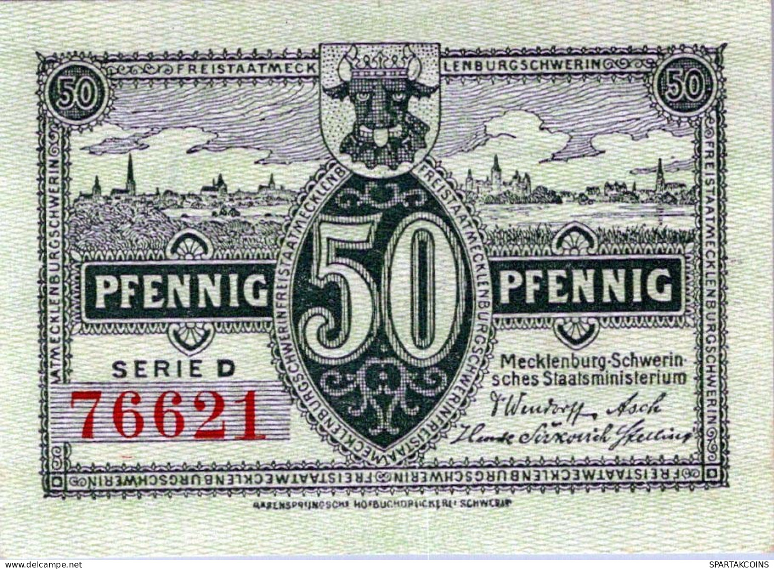 50 PFENNIG 1922 MECKLENBURG-SCHWERIN Mecklenburg-Schwerin UNC DEUTSCHLAND #PI609 - Lokale Ausgaben