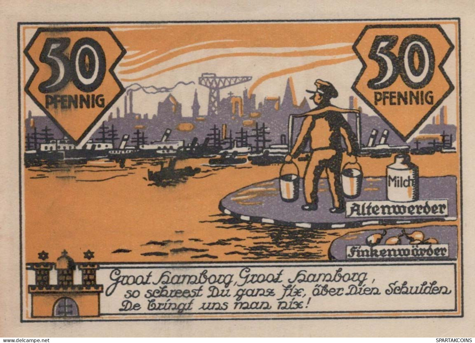 50 PFENNIG 1922 ALTENWERDER AND FINKENWERDER Hanover UNC DEUTSCHLAND #PA043 - [11] Lokale Uitgaven