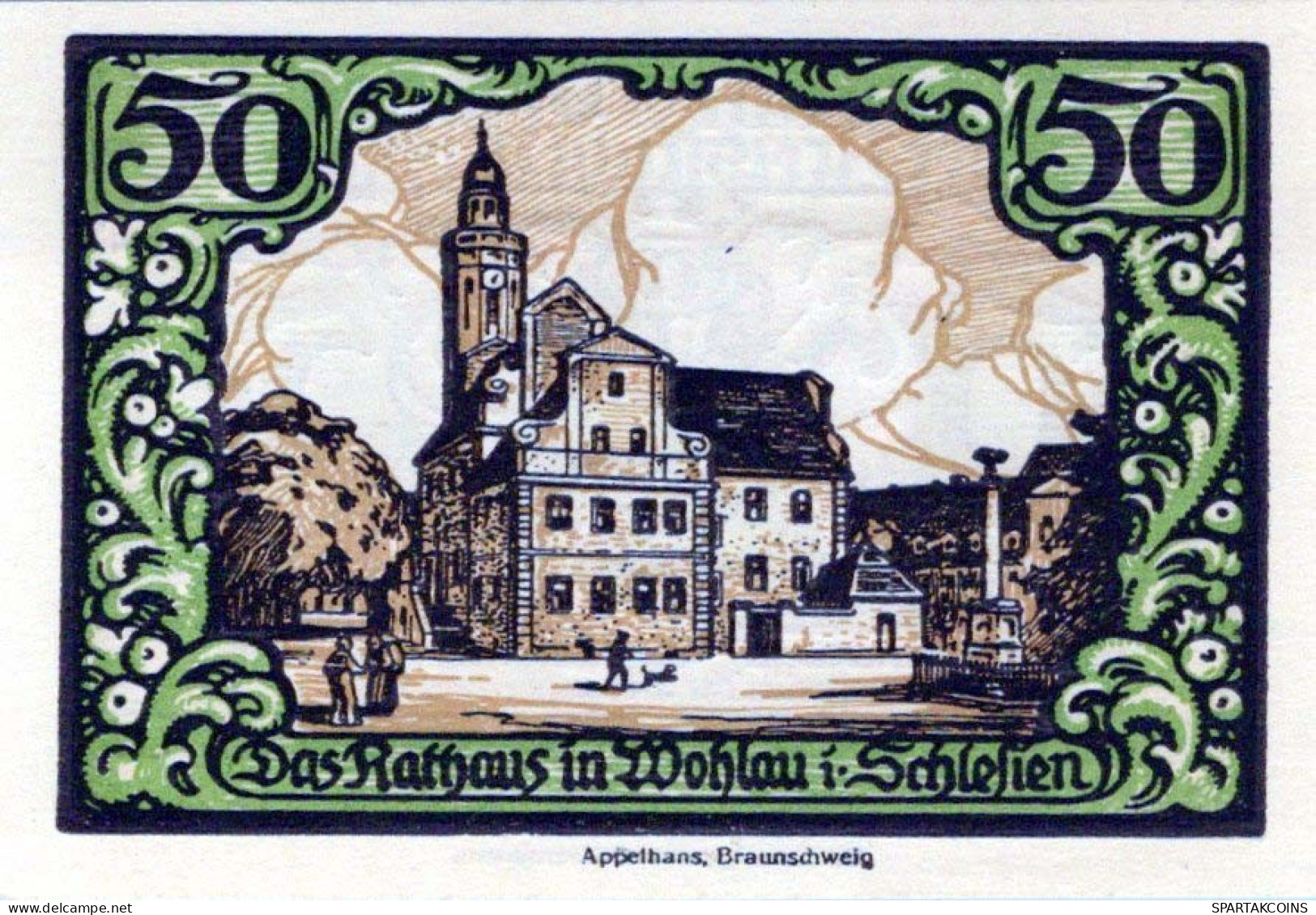 50 PFENNIG 1921 Stadt WOHLAU Niedrigeren Silesia UNC DEUTSCHLAND Notgeld #PH645 - [11] Lokale Uitgaven