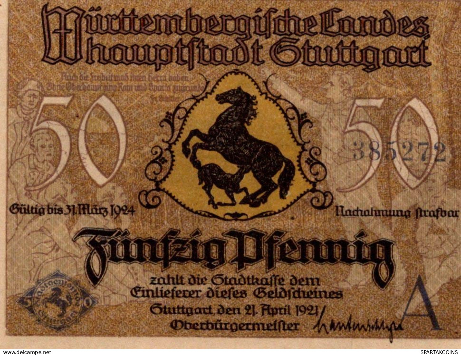 50 PFENNIG 1921 Stadt STUTTGART Württemberg UNC DEUTSCHLAND Notgeld #PC418 - Lokale Ausgaben