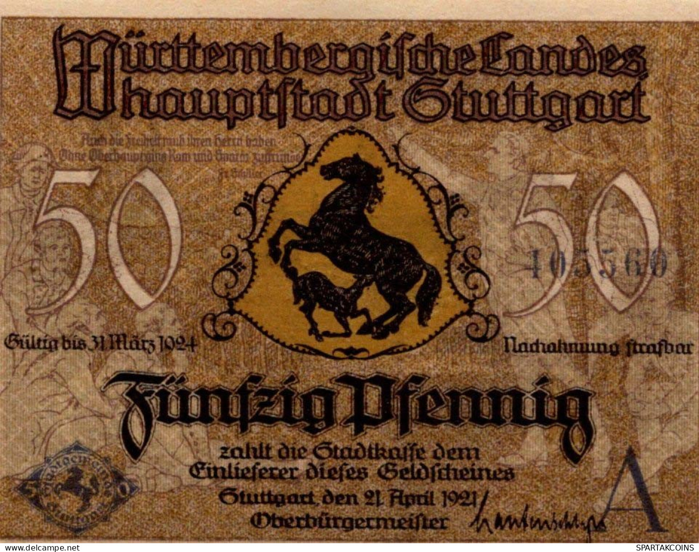 50 PFENNIG 1921 Stadt STUTTGART Württemberg UNC DEUTSCHLAND Notgeld #PC416 - [11] Lokale Uitgaven