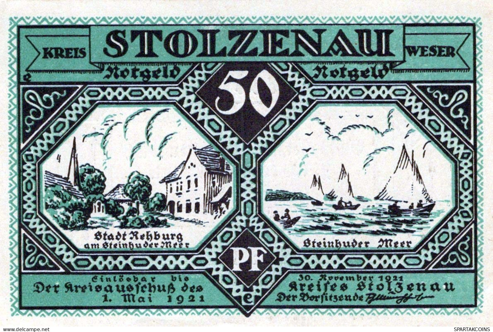 50 PFENNIG 1921 Stadt STOLZENAU Hanover DEUTSCHLAND Notgeld Banknote #PJ080 - [11] Lokale Uitgaven