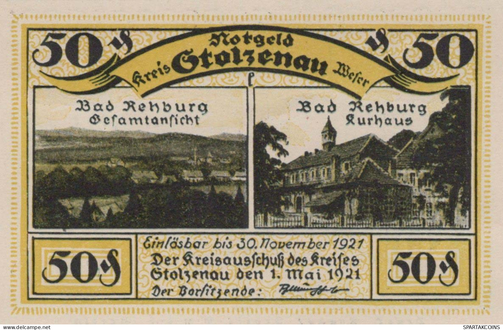 50 PFENNIG 1921 Stadt STOLZENAU Hanover DEUTSCHLAND Notgeld Banknote #PG211 - [11] Lokale Uitgaven