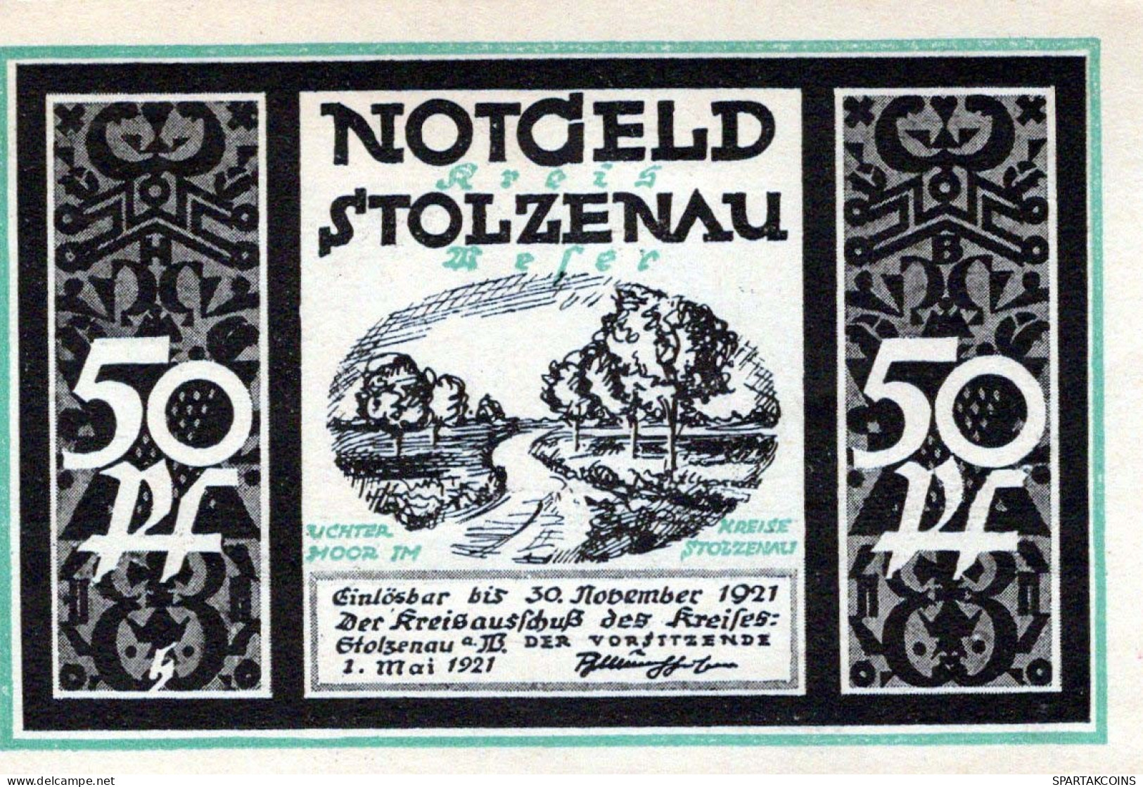 50 PFENNIG 1921 Stadt STOLZENAU Hanover DEUTSCHLAND Notgeld Banknote #PF927 - [11] Lokale Uitgaven