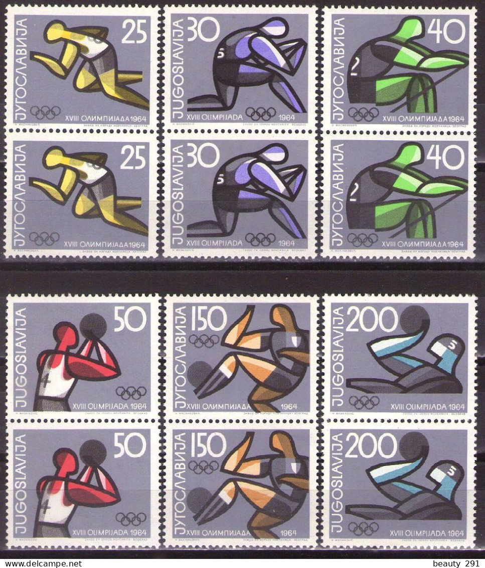 Yugoslavia 1964 - Sport, Olympic Games In Tokio - Mi 1076-1081 - MNH**VF - Ungebraucht