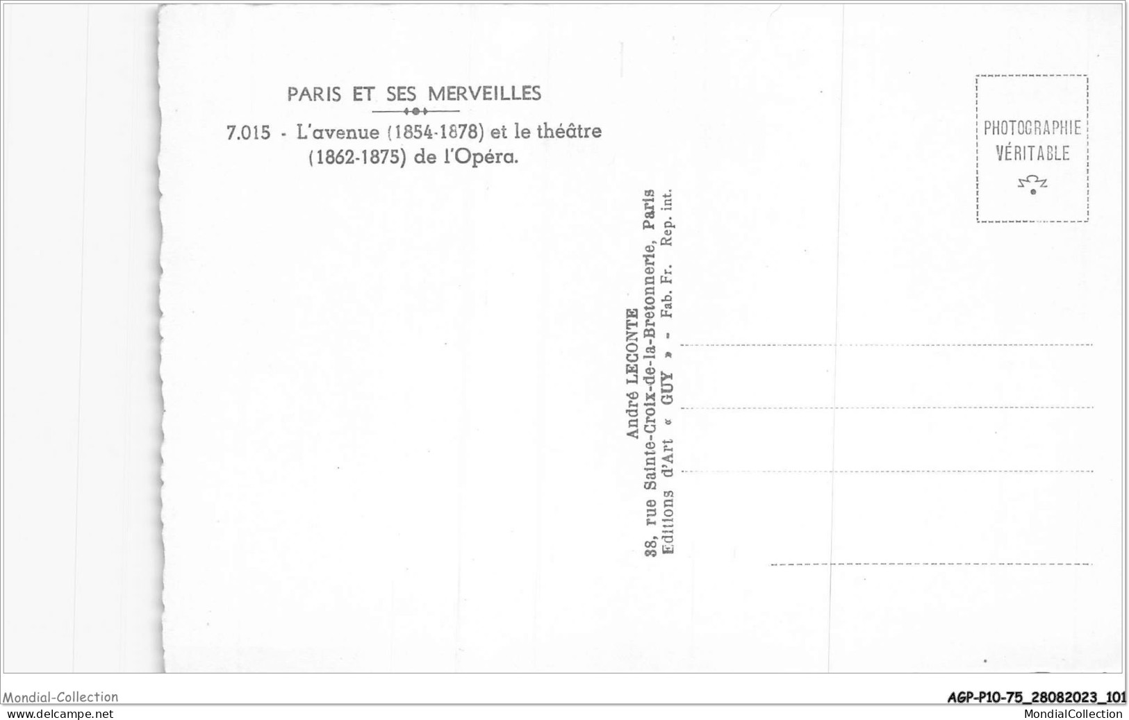 AGPP10-0861-75 - PARIS - L'avenue Et Le Théatre De L'opéra  - Markten, Pleinen