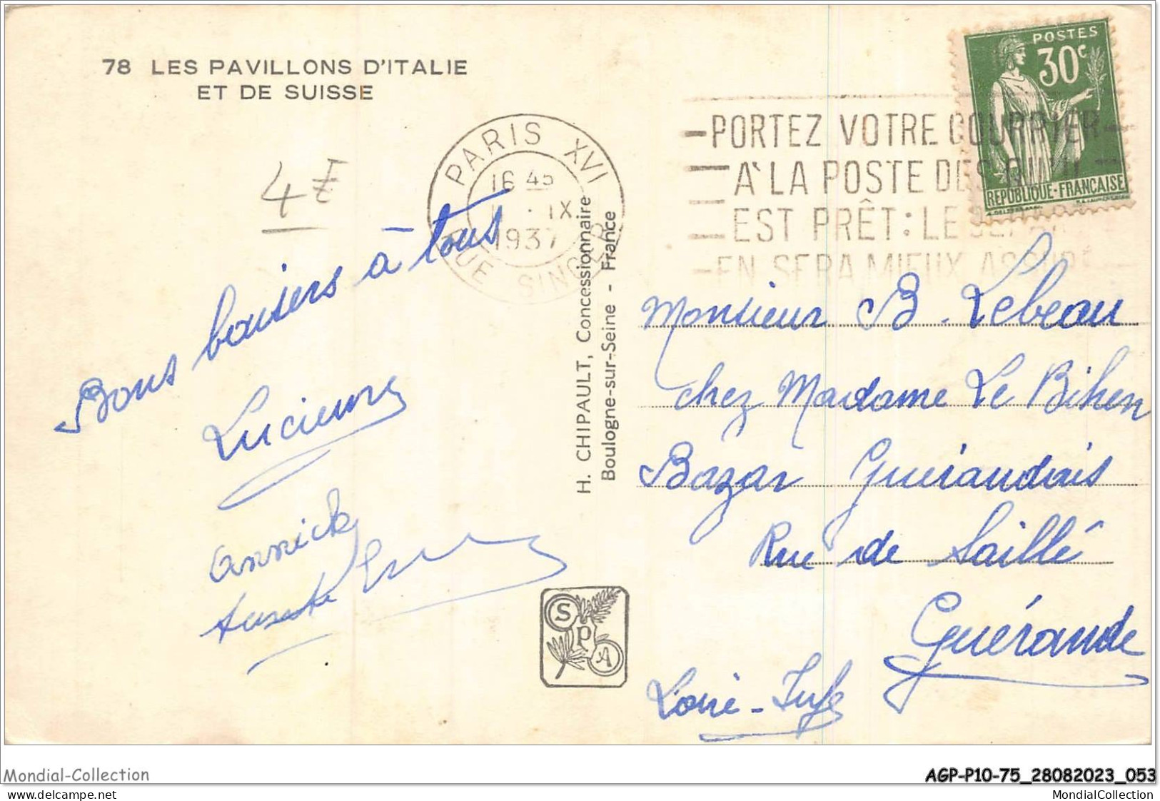 AGPP10-0837-75 - EXPOSITION - Les Pavillons D'Italie Et De Suisse  - Expositions