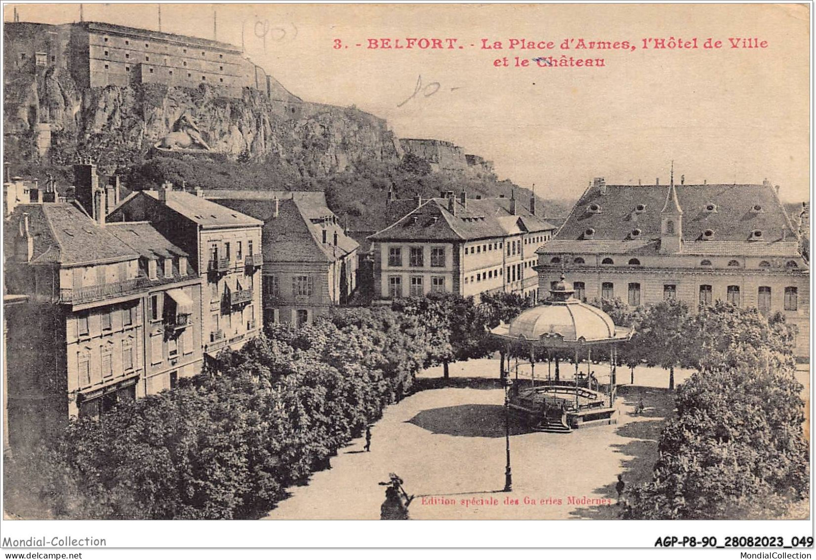 AGPP8-0690-90 - BELFORT-VILLE - La Place D'armes, L'hotel De Ville Et Le Chateau  - Belfort - Ville