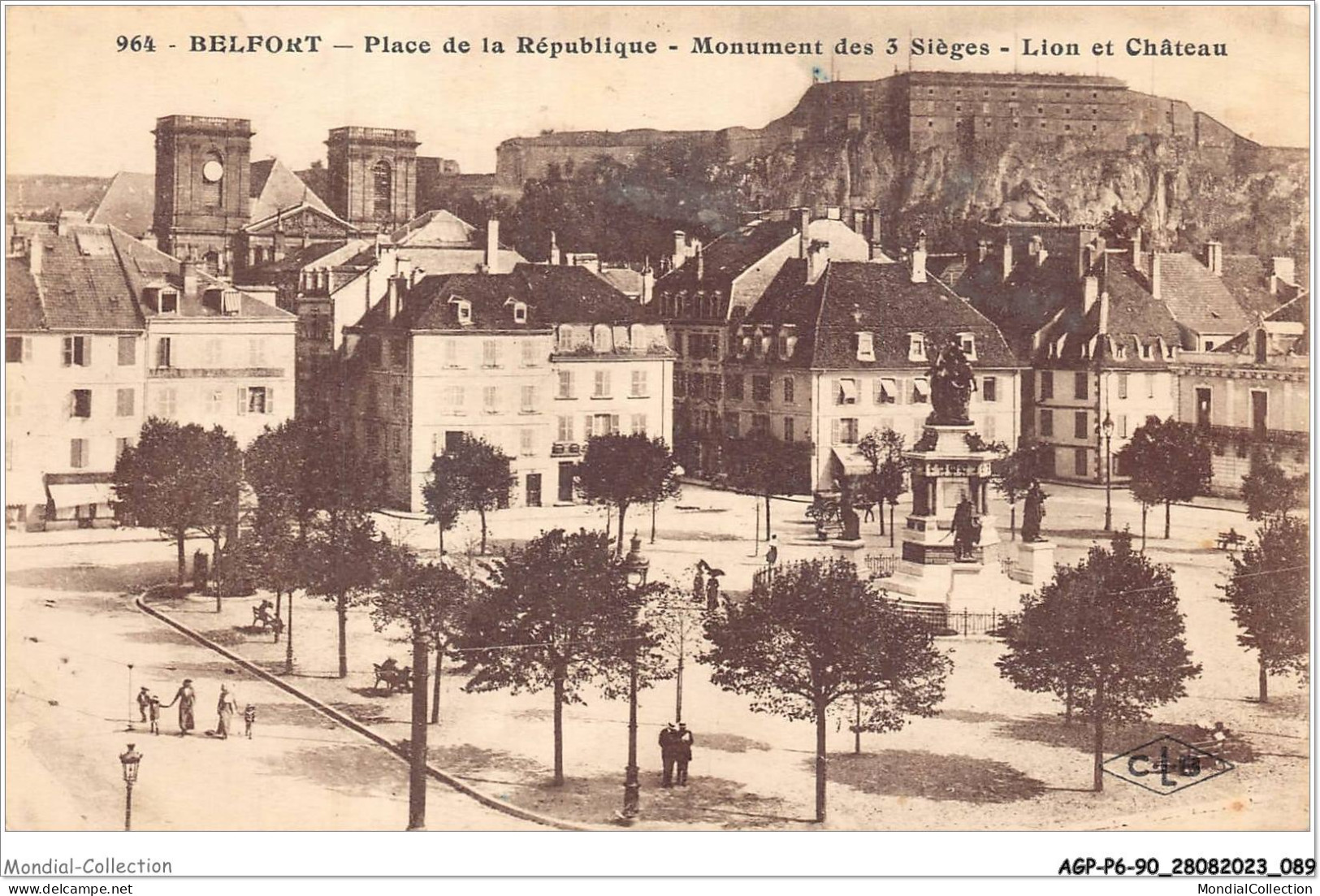 AGPP6-0570-90 - BELFORT-VILLE - Place De La République - Monument Des Trois Sièges - Lion Et Chateau  - Belfort - Stad