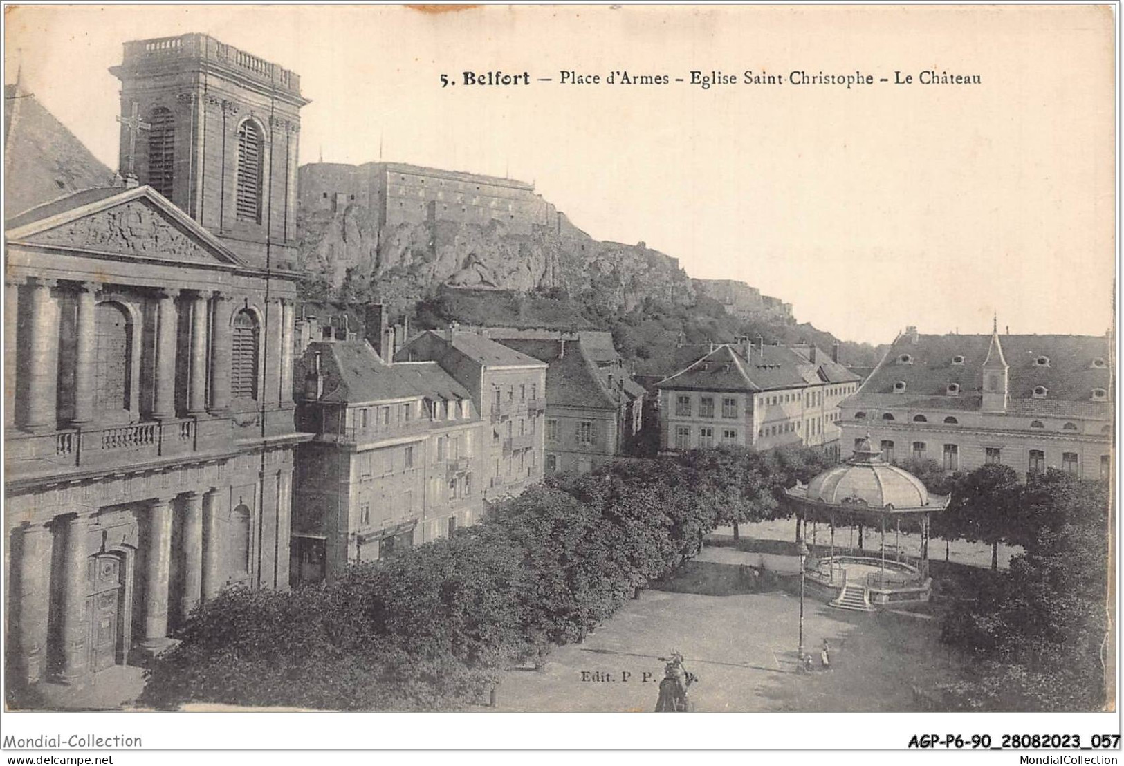 AGPP6-0554-90 - BELFORT-VILLE - Place D'armes, Eglise Saint-christophe, Le Chateau - Belfort - Ville