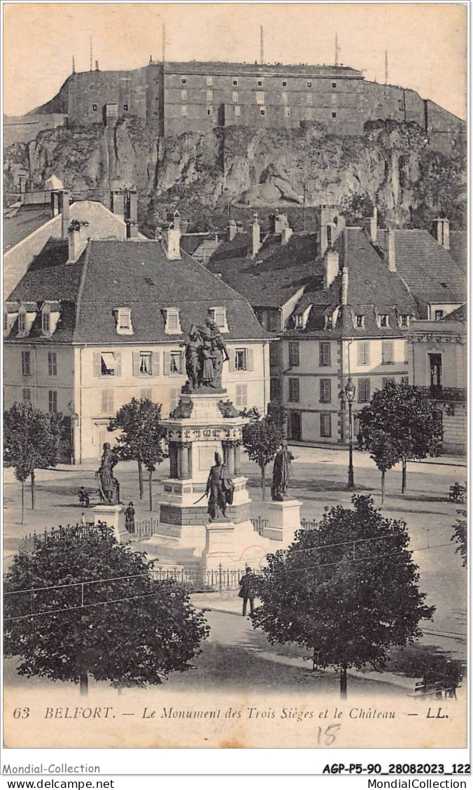 AGPP5-0524-90 - BELFORT-VILLE - Le Monument Des Trois Sièges Et Le Chateau  - Belfort - City