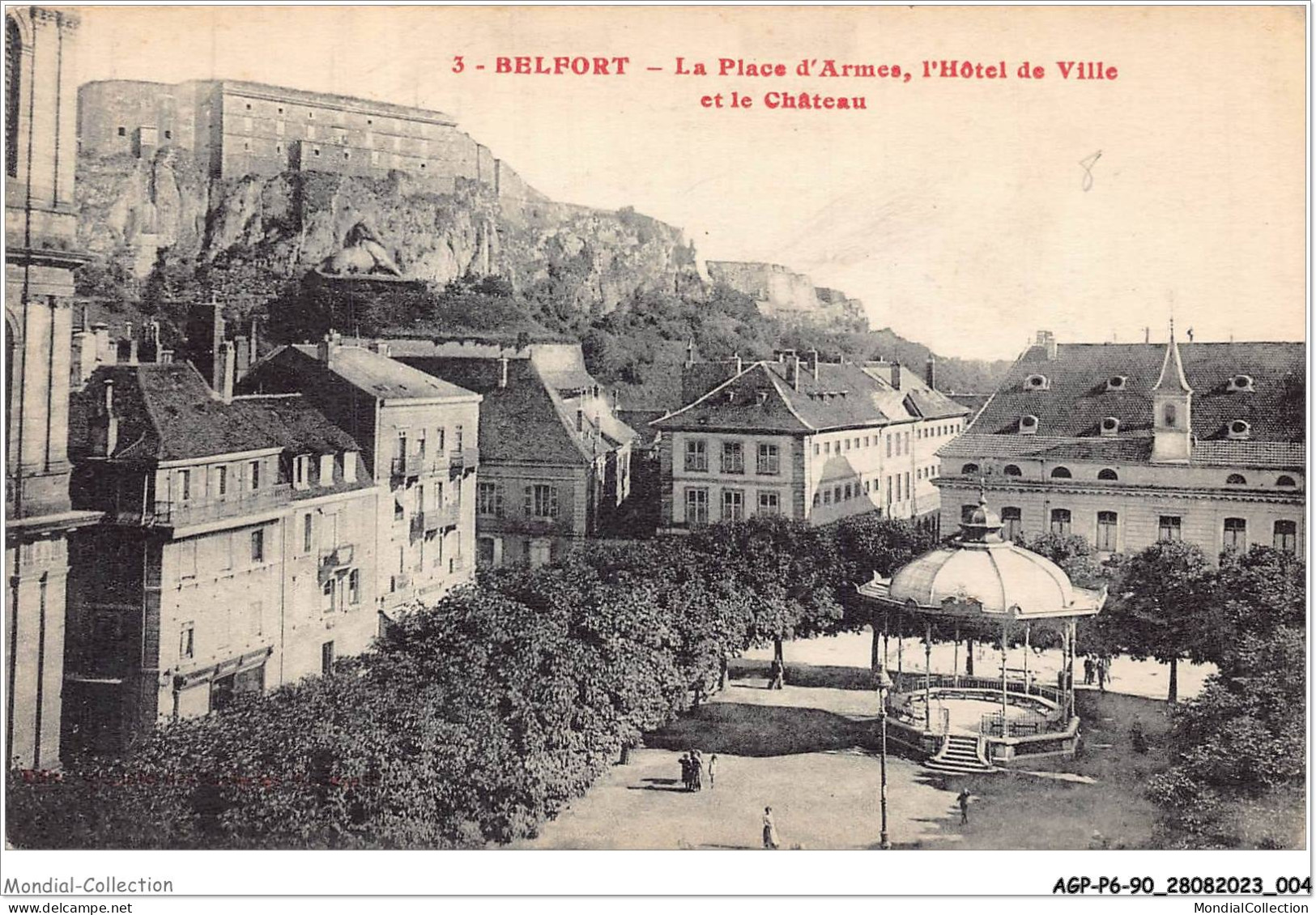 AGPP6-0527-90 - BELFORT-VILLE - La Place D'armes, L'hotel De Ville Et Le Chateau  - Belfort - Stadt