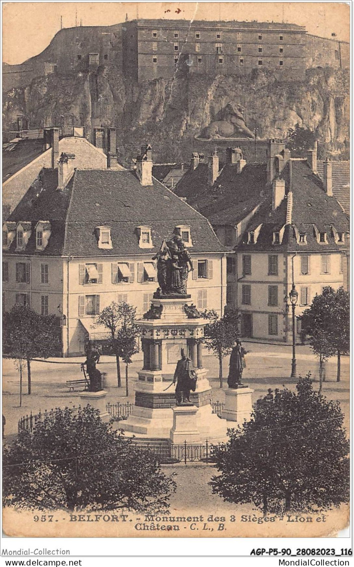 AGPP5-0521-90 - BELFORT-VILLE - Monument Des 08 Sièges - Lion Et Chateau  - Belfort - Ville