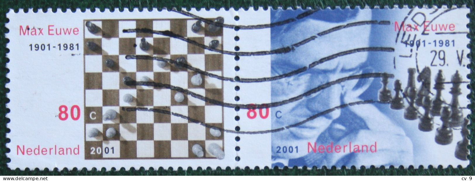 Stamps  Max Euwe Schaken Chess Schach  NVPH 1969 A+b (Mi 1972-1973) 2001 Gestempeld / Used NEDERLAND / NETHERLANDS - Used Stamps