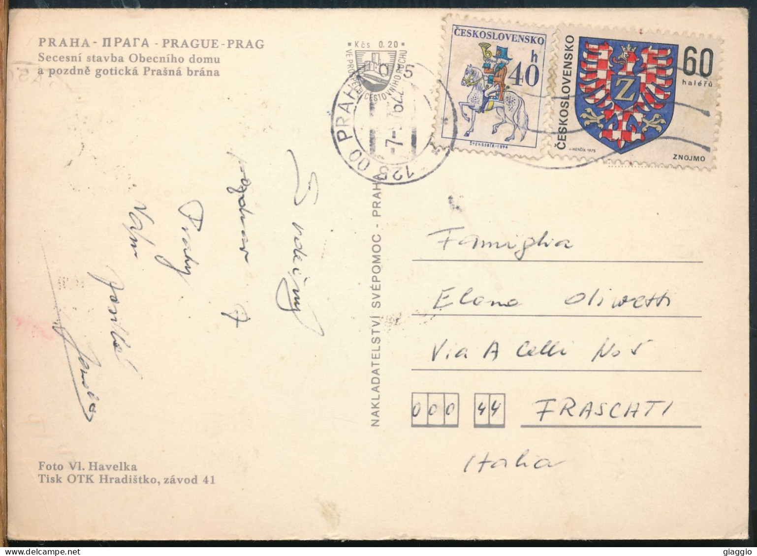 °°° 30945 - CZECH REPUBLIC - PRAHA - PRASNA - 1976 With Stamps °°° - Czech Republic