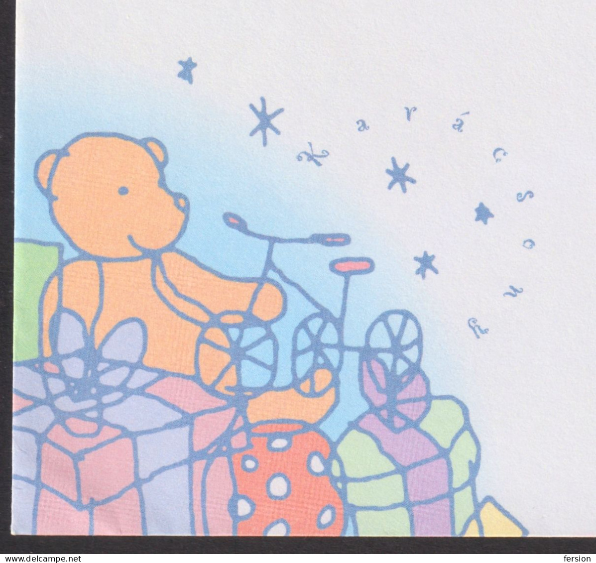 CHRISTMAS Gift FDC For Stamp Collectors Subscriber RRR!!! Angel Horn Teddy Bear Bicycle 2001 Hungary FILAPOSTA Postmark - Kerstmis
