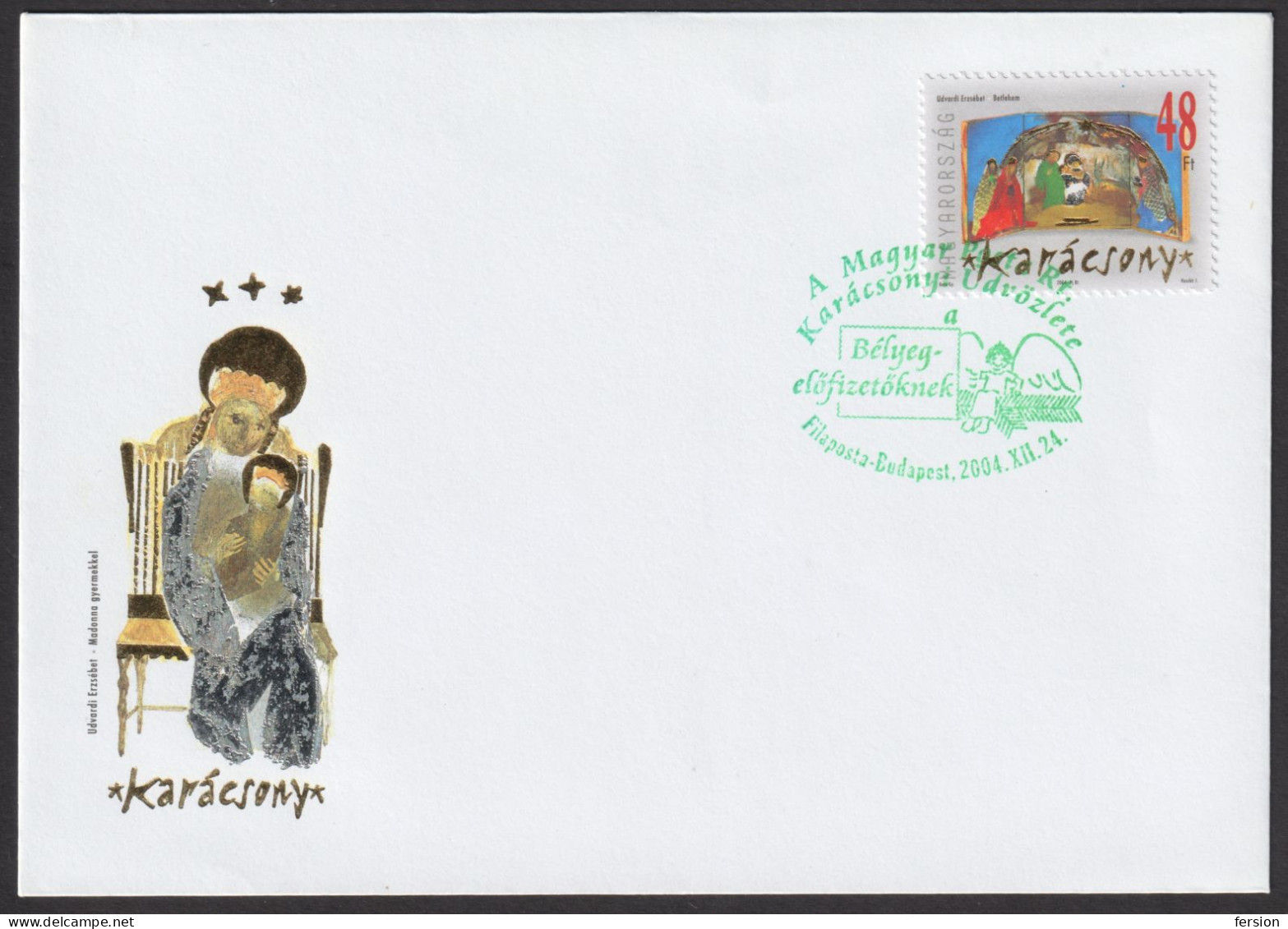 CHRISTMAS Gift FDC For Stamp Collectors Subscriber RRR!!! Three Kings Jesus Mary GOLD 2004 Hungary FILAPOSTA Postmark - Weihnachten