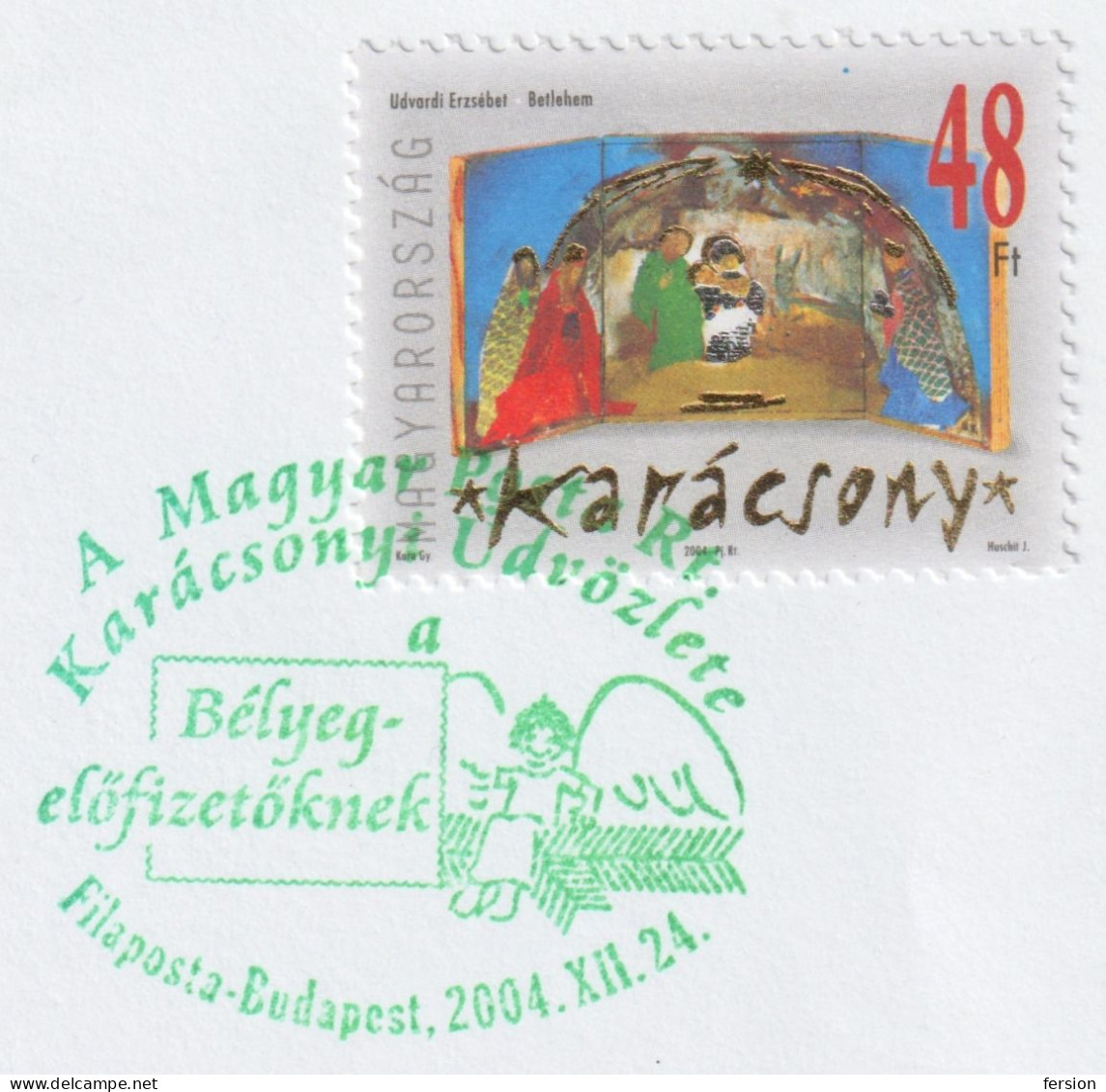 CHRISTMAS Gift FDC For Stamp Collectors Subscriber RRR!!! Three Kings Jesus Mary GOLD 2004 Hungary FILAPOSTA Postmark - Weihnachten