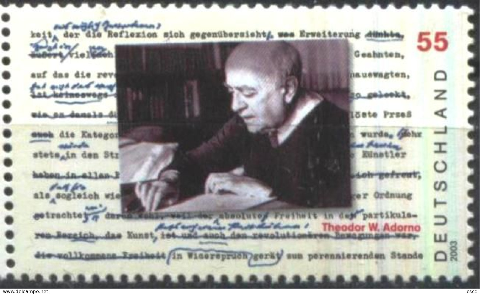 Mint Stamp Theodor W. Adorno Philosopher 1995  From  Germany - Other & Unclassified